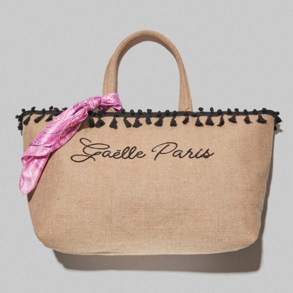 BORSA GAELLE IN LINO CON LOGO RICAMATO E FOULARD Molino Mare