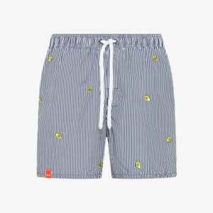 Boxer righe e ricami
Blu navy/bianco