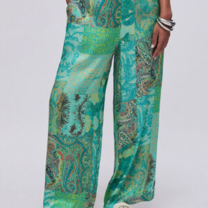 Pantaloni in raso stampato
Verde